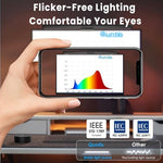 Quntis weighted clip monitor lamp illustrating space saving desk layout benefits