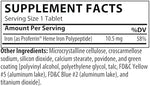 Proferrin ES 10.5mg supplement facts label with animal source heme iron ingredients listed