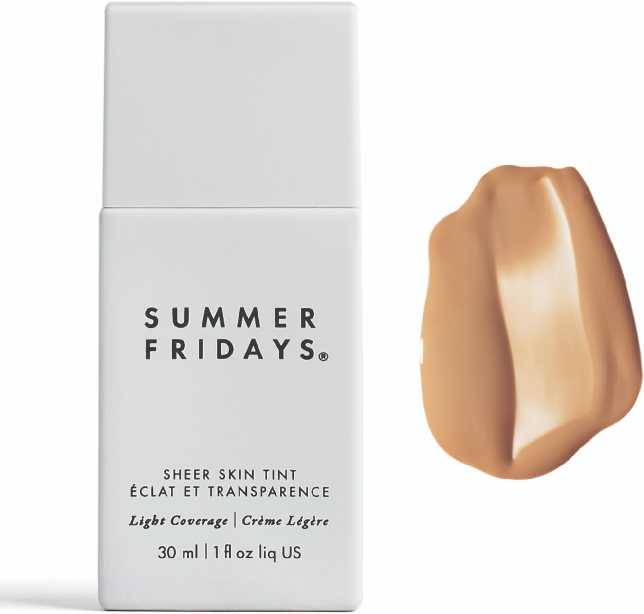 Summer Fridays Sheer Skin Tint front view bottle showing premium USA imported packaging.