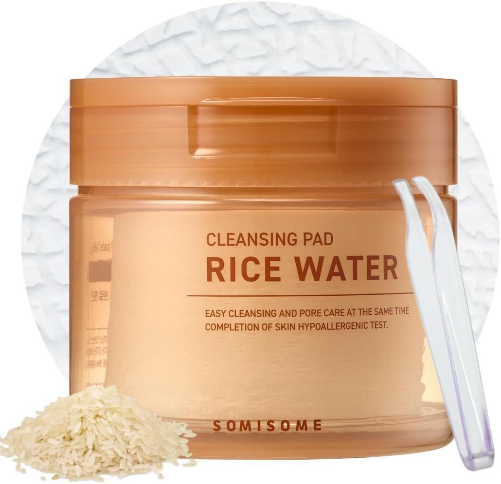 Rice Water Cleansing Pads – Makeup Remover Wipes & Korean Toner Pads with Centella Asiatica, Exfoliating for Blackhead Removal & Pore Minimizer, 50 Pad - Image 1