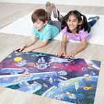 Melissa and Doug 48 piece space jigsaw puzzle glowing in a dark room setting