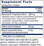 Life Extension eye care softgels with saffron and astaxanthin bottle back view