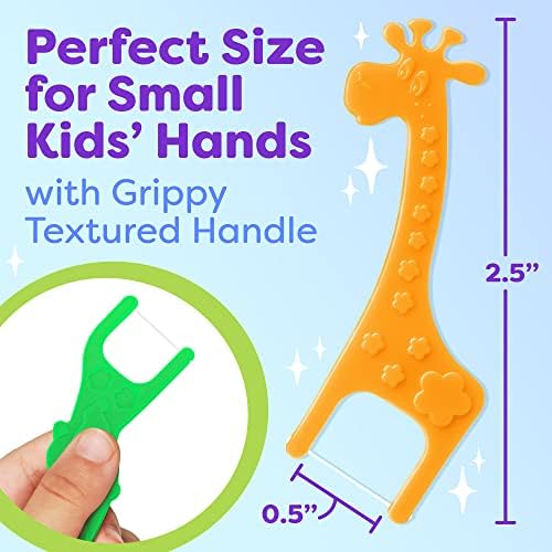 Trueocity ergonomic no slip grip handle designed for toddlers and preschoolers learning to floss their teeth.