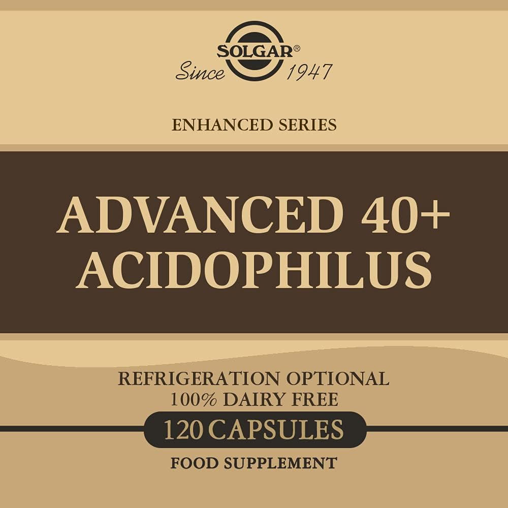 Solgar Advanced 40+ Acidophilus front view bottle packaging