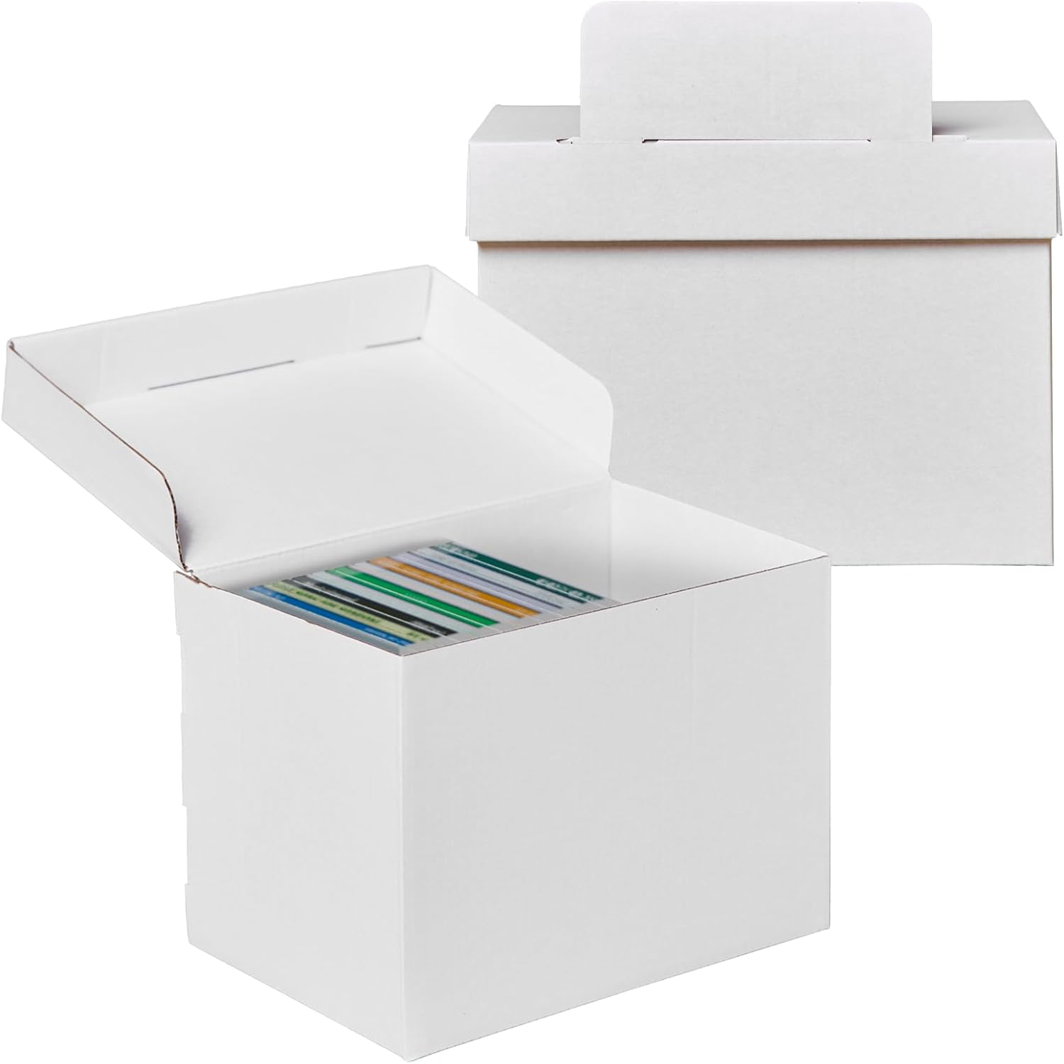 Numina 2-Pack CD DVD Cardboard Storage Boxes front view stackable media organizer
