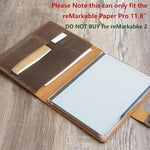 Handmade leather folio for Remarkable Paper Pro with visible stitching