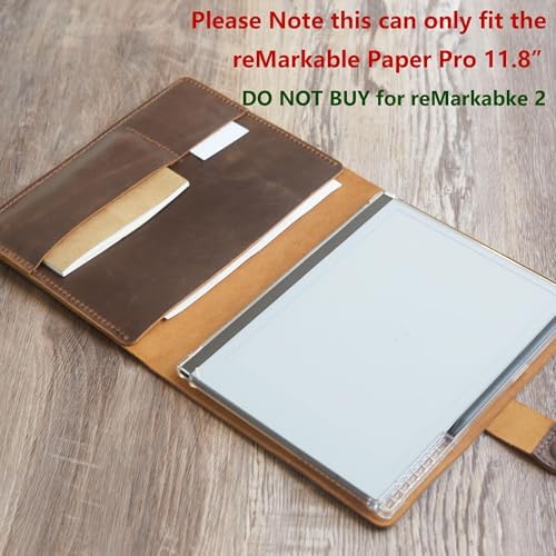 Handmade leather folio for Remarkable Paper Pro with visible stitching