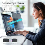 Side angle view showcasing the 60-degree blackout privacy effect of the removable laptop screen filter.