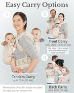 TwinGo baby carrier separated into two individual units for two parents