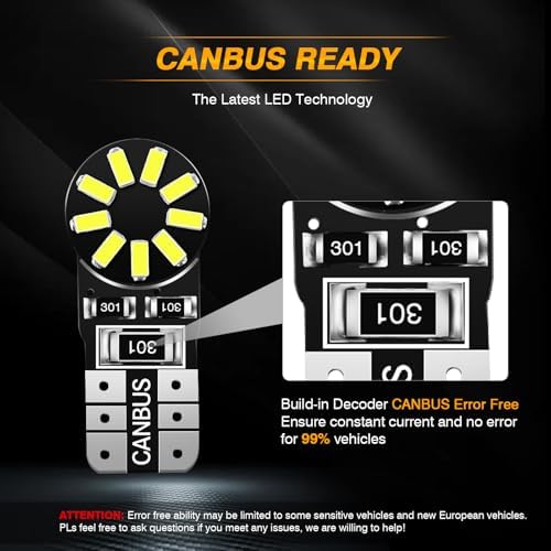 Auxbeam CANBUS error-free license plate light bulbs demonstrating universal wedge base fitment