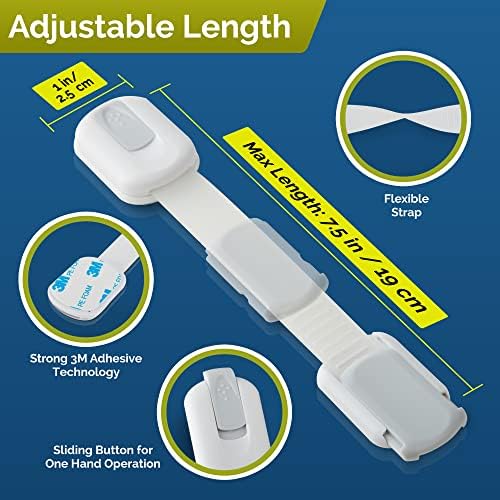 White Wappa safety strap locks set for household babyproofing