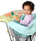 Skip Hop Farmstand grocery trolley liner demonstrating secure buckle straps and padded leg openings.
