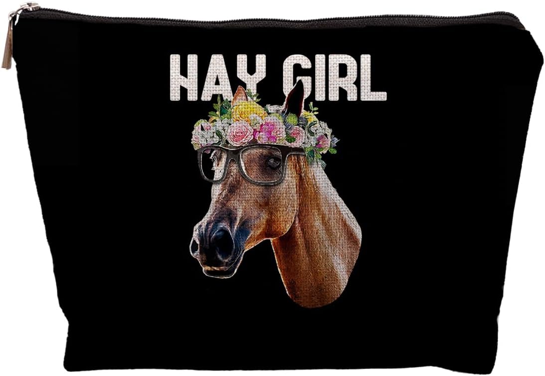 uinwk Hay Girl floral horse makeup bag front view authentic import