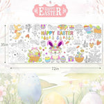 Speringeen large paper Easter poster spread across a dining table with children coloring the intricate festive patterns