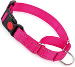 Cyhaen martingale dog collar front view in vibrant hot pink color