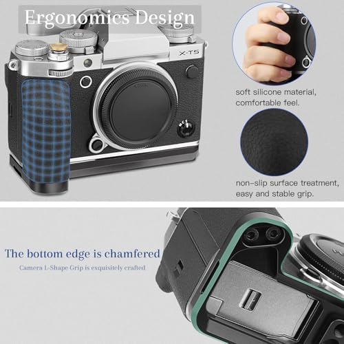 Haoge camera handle grip bottom view highlighting the battery door access and screw threads.