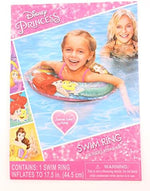 Toddler using Disney Princess vinyl swim ring in water