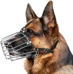 CleverTail metal muzzle with adjustable leather straps for large dogs