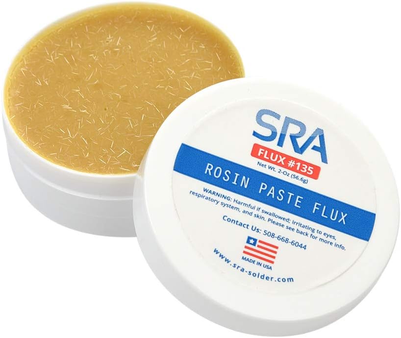 SRA Solder 135 Rosin Paste Soldering Flux For Electronics, No Clean Flux Made for Lead and Lead-Free Solder Circuit Boards and Copper Electrical Wire - Safe Clean Residues with No Goopy Mess (2oz Jar) - Image 1