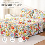 Close up of Bedlifes spring floral bedding pattern