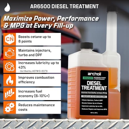Archoil AR6400D Twelve Ounce Diesel Fuel System Cleaner bottle highlighting injector deep clean feature.