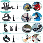 Reflex Camera multi-mount sports kit open carrying case with neatly organized gear pieces