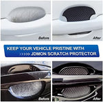 Close up of JDMON carbon fiber texture paint cover guard applied to a vehicle.