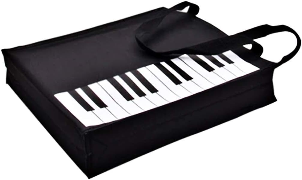 COCOMK piano keys handbag front view showing the musical keyboard graphic