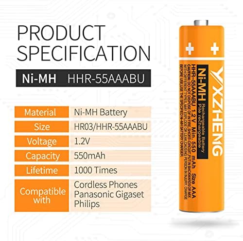 Side angle of the 1.2V rechargeable telephone handset replacement batteries showcasing the positive terminal.