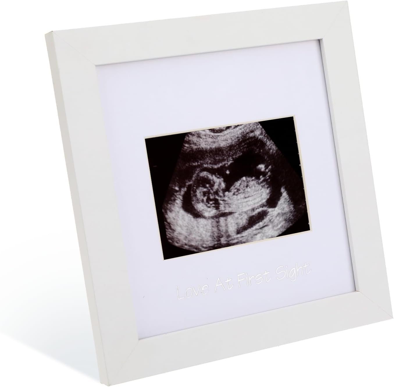 DIVINA VITAE baby sonogram picture frame front view showing white wooden finish