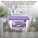 Calcium chloride moisture absorber granules inside a leakproof bathroom dehumidifier.