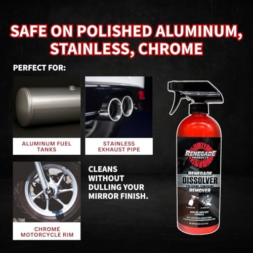 Renegade Products metal residue cleaner close up showing instructions for removing excess buffing compound.