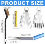 Stainless steel needles and nylon brushes spread out from the motorcycle jet cleaner set