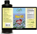 Side view of Cal's premium American grown flaxseed oil liquid supplement bottle