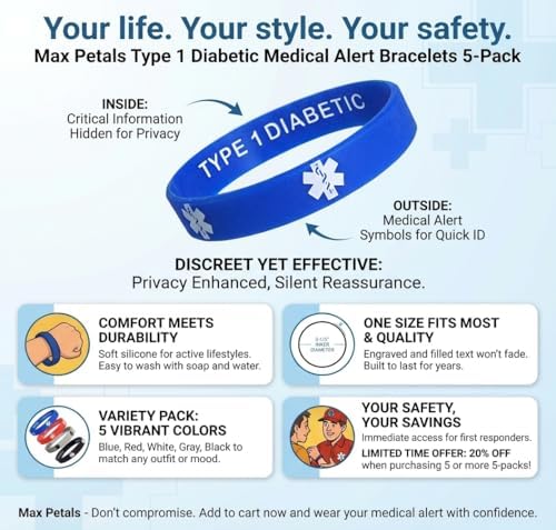 Privacy enhanced insulin dependent medical ID wristband displaying the inner engraved text