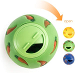 Small guinea pig rolling the yellow Niteangel treat ball for food.