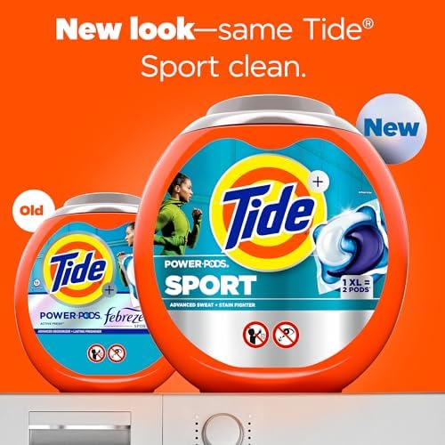 Close up of Tide Power Pods laundry detergent pacs showing 4-in-1 technology