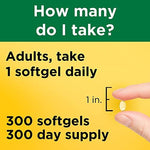 Nature Made Vitamin D3 1000 IU nutritional packaging showing directions for adult usage
