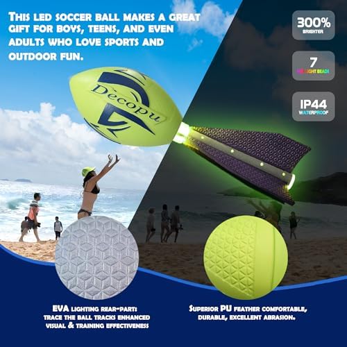 KASTUMBGA rechargeable glow in the dark football package contents including the foam ball and Type-C cable