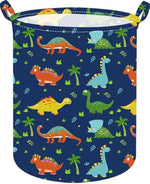 Foldable canvas kids clothes hamper standing upright in a nursery setting
