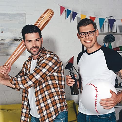 Two wood grain inflatable baseball bats for beach and pool games