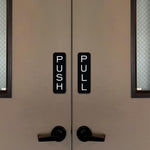 All Quality black push pull door sign set angled perspective