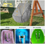 Top view of toddler swing cover showing dimensions