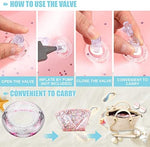 Close up of sparkling confetti inside transparent PVC float tube