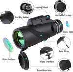 Orizizhic monocular telescope with smartphone adapter and tripod