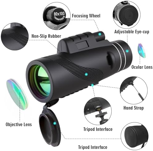 Orizizhic monocular telescope with smartphone adapter and tripod