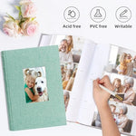 Vienrose green linen slip-in album customizable cover window close-up