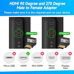 Two pack of L shaped HDMI couplers showcasing both ninety degree and two hundred and seventy degree vertical angles