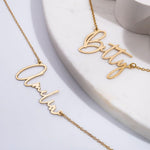 PicturesOnGold personalized script necklace close up view