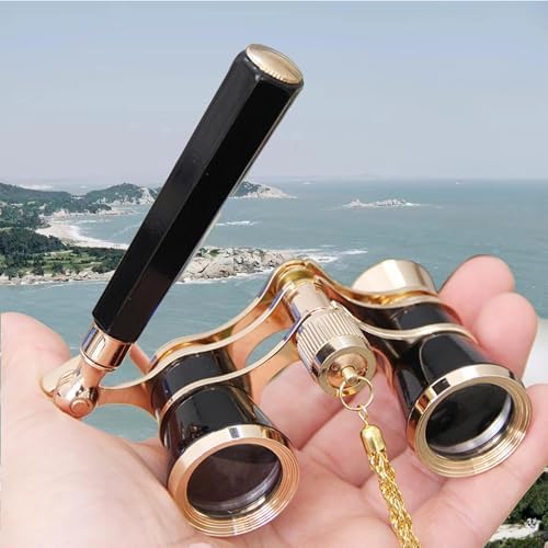 Yourelexit 3X25 theater binoculars showcasing the foldable adjustable lorgnette handle extended